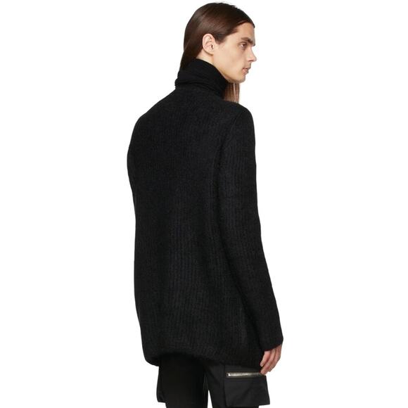 Rick Owens Black Mohair Wool Blend Turtleneck Sweater Men’s Large Avant Garde - Picture 4 of 12